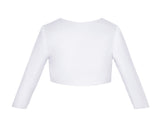 Long Sleeves Satin Bolero Jacket Flower Dress Cover Up Pageant Shrug Ceremony Wedding Reception