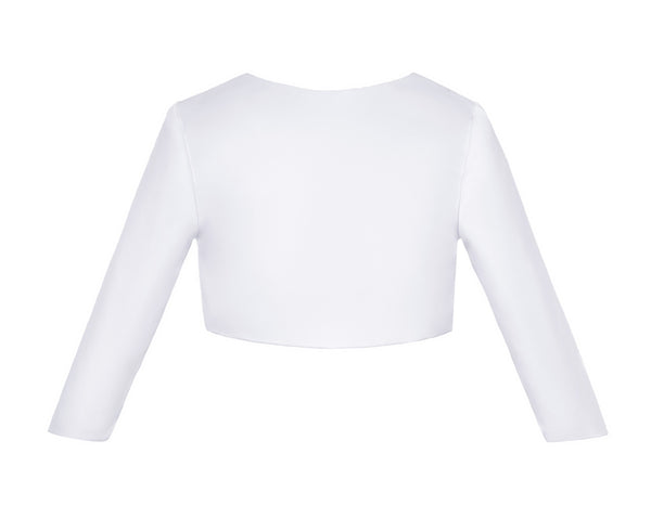 Long Sleeves Satin Bolero Jacket Flower Dress Cover Up Pageant Shrug Ceremony Wedding Reception