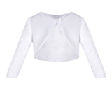 Long Sleeves Satin Bolero Jacket Flower Dress Cover Up Pageant Shrug Ceremony Wedding Reception