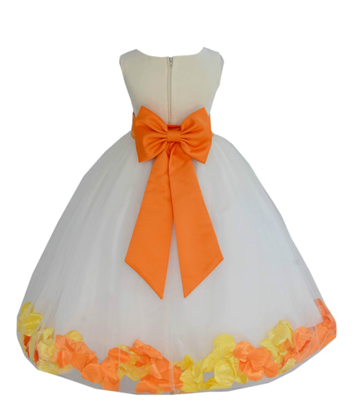 Ivory Elegant Colorful Mixed Rose Petals Bridesmaid Pageant Special Occasion Flower Girl Dress 302T(2)