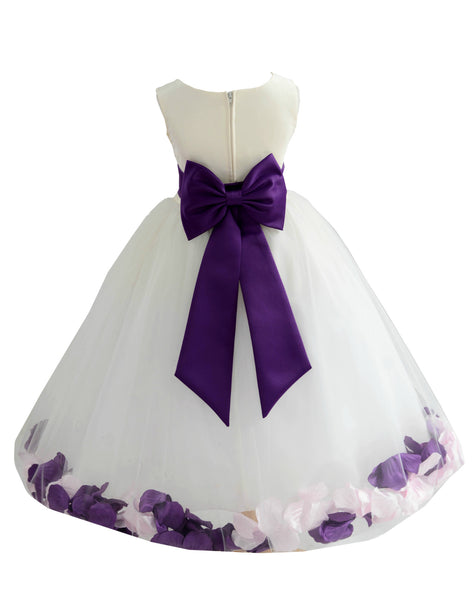 Ivory Elegant Colorful Mixed Rose Petals Bridesmaid Pageant Special Occasion Flower Girl Dress 302T(2)