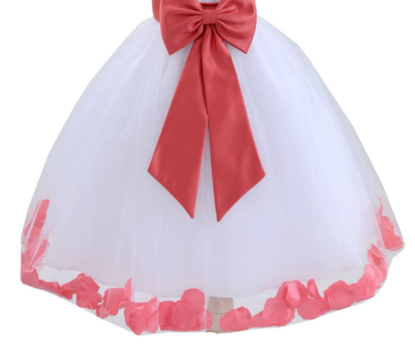 White Floral Lace Heart Cutout Rose Petals Flower Girl Dress Junior Bridesmaid Special Event 185T(3)