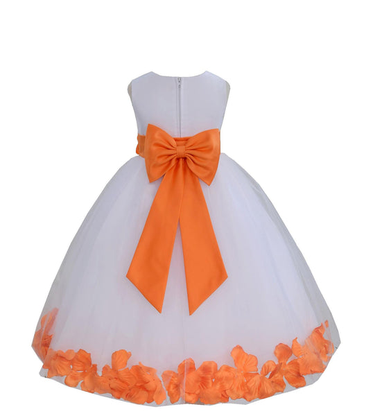 White Elegant Bridesmaid Pageant Special Occasions Rose Petals Flower Girl Dress 302T(2)