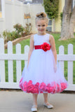 White Floral Lace Heart Cutout Rose Petals Flower Girl Dress Junior Bridesmaid Special Event 185T(1)