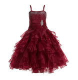 Elegant Rhinestone Organza Pleated Ruffled Beauty Pageant Special Occasion Flower Girl Dress 164S(2)