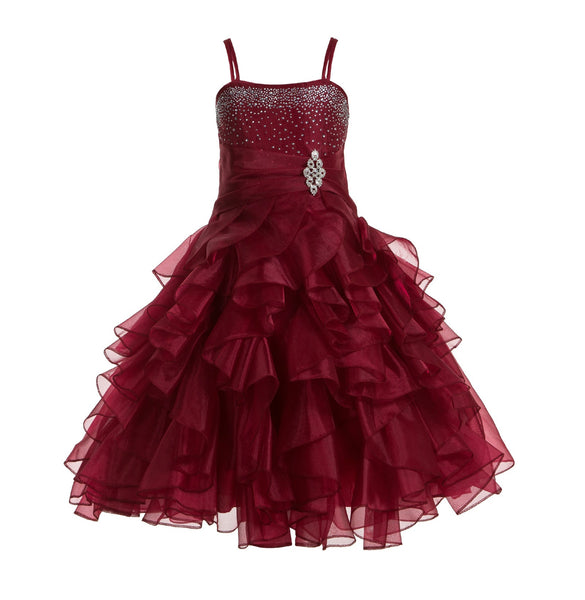 Elegant Rhinestone Organza Pleated Ruffled Beauty Pageant Special Occasion Flower Girl Dress 164S(2)