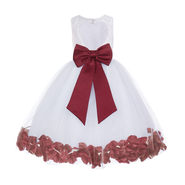Ivory Floral Lace Heart Cutout Rose Petals Flower Girl Dress Junior Bridesmaid Special Event 185T(4)