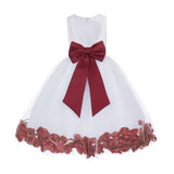 White Floral Lace Heart Cutout Rose Petals Flower Girl Dress Junior Bridesmaid Special Event 185T(1)