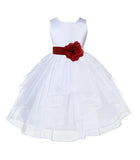 White Shimmering Organza Flower Girl Dress Wedding Junior Bridesmaid Pageant Special Events 4613S(1)