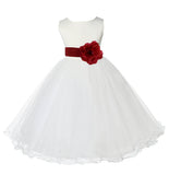 Ivory Formal Wedding Pageant Special Occasions Rattail Edge Tulle Flower Girl Dress 829T(1)