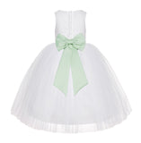 White Floral Lace Flower Girl Dress Special Occasions Wedding Christening Communion Baptism LG7(3)