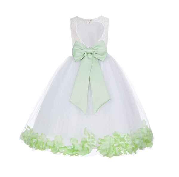 Ivory Floral Lace Heart Cutout Rose Petals Flower Girl Dress Junior Bridesmaid Special Event 185T(4)