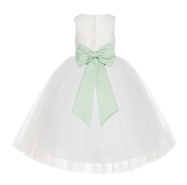 Ivory Floral Lace Flower Girl Dress Special Events Christening Pageant Gown Communion Recital LG7(3)