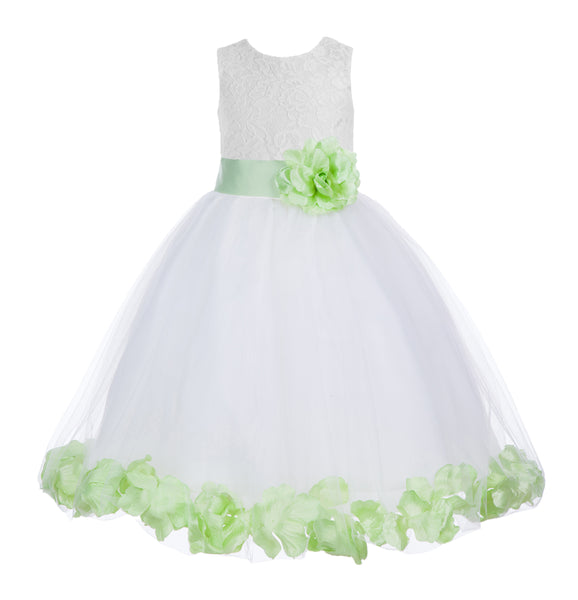 Ivory Floral Lace Heart Cutout Rose Petals Flower Girl Dress Junior Bridesmaid Special Event 185T(4)