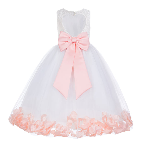 Ivory Floral Lace Heart Cutout Rose Petals Flower Girl Dress Junior Bridesmaid Special Event 185T(4)