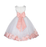 Ivory Tulle Floral Lace Top Rose Petals Flower Girl Dress Wedding Pageant Special Occasions 165T(1)