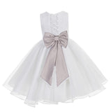 White Lace Organza Flower Girl Dress Elegant Formal Junior Beauty Pageant Communion Baptism 186T(1)