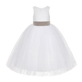 White Floral Lace Flower Girl Dress Special Occasions Wedding Christening Communion Baptism LG7(3)
