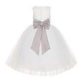 Ivory Floral Lace Flower Girl Dress Special Events Christening Pageant Gown Communion Recital LG7(4)