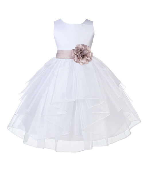 White Shimmering Organza Flower Girl Dress Wedding Junior Bridesmaid Pageant Special Events 4613S(5)