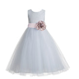 White Floral Lace Heart Cutout Flower Girl Dress Communion Baptism Junior Bridesmaid Dress 172T(4)