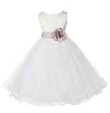 Ivory Formal Wedding Pageant Special Occasions Rattail Edge Tulle Flower Girl Dress 829S(5)