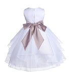 White Shimmering Organza Flower Girl Dress Wedding Junior Bridesmaid Pageant Special Events 4613S(5)