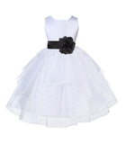 White Shimmering Organza Flower Girl Dress Wedding Junior Bridesmaid Pageant Special Events 4613S(1)