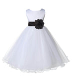 White Formal Wedding Pageant Special Occasions Rattail Edge Tulle Flower Girl Dress 829S(1)