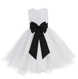 White Lace Organza Flower Girl Dress Elegant Formal Junior Beauty Pageant Communion Baptism 186T(1)