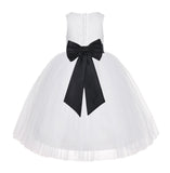 White Floral Lace Flower Girl Dress Special Occasions Wedding Christening Communion Baptism LG7(1)