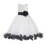 Ivory Floral Lace Heart Cutout Rose Petals Flower Girl Dress Junior Bridesmaid Special Event 185T(1)