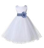 White Formal Wedding Pageant Special Occasions Rattail Edge Tulle Flower Girl Dress 829S(3)