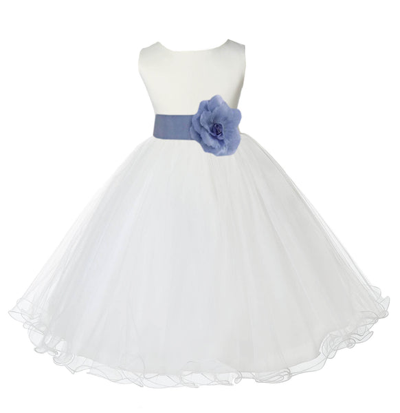 Ivory Formal Wedding Pageant Special Occasions Rattail Edge Tulle Flower Girl Dress 829S(3)