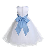 White Formal Wedding Pageant Special Occasions Rattail Edge Tulle Flower Girl Dress 829S(3)