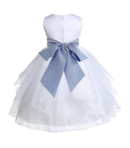 White Shimmering Organza Flower Girl Dress Wedding Junior Bridesmaid Pageant Special Events 4613S(3)