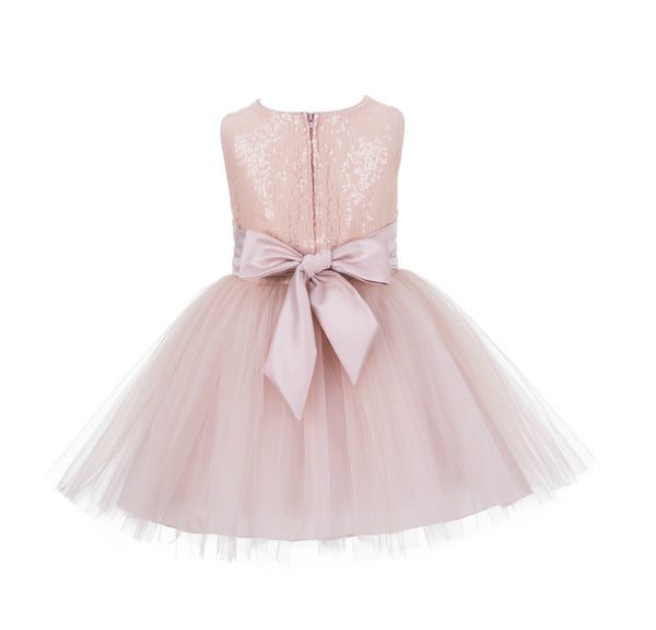 Sparkling Sequins Mesh Tulle Flower Girl Dress Wedding Pageant Toddler Holiday Gown Occasions 124