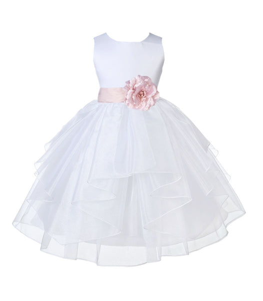White Shimmering Organza Flower Girl Dress Wedding Junior Bridesmaid Pageant Special Events 4613S(5)