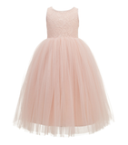 Crossed Straps Lace Flower Girl Dress Junior Pageant Special Occasion Wedding Reception Ballroom 204