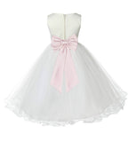 Ivory Formal Wedding Pageant Special Occasions Rattail Edge Tulle Flower Girl Dress 829T(5)