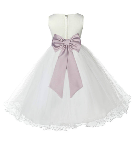 Ivory Formal Wedding Pageant Special Occasions Rattail Edge Tulle Flower Girl Dress 829T(5)