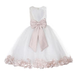 White Floral Lace Heart Cutout Rose Petals Flower Girl Dress Junior Bridesmaid Special Event 185T(3)