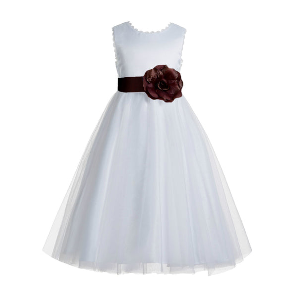 Ivory V-Back Lace Edge Flower Girl Dress Junior Pageant Special Occasion Formal Evening Gown 183T(3)