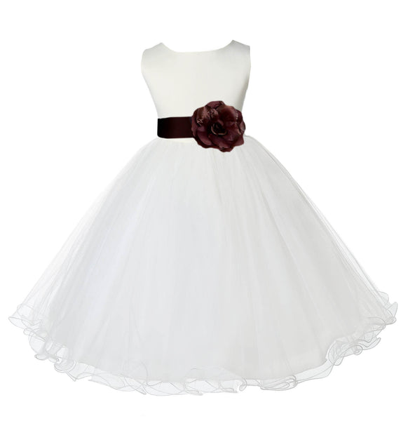 Ivory Formal Wedding Pageant Special Occasions Rattail Edge Tulle Flower Girl Dress 829S(2)
