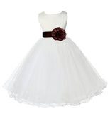Ivory Formal Wedding Pageant Special Occasions Rattail Edge Tulle Flower Girl Dress 829T(3)