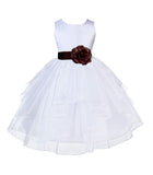 White Shimmering Organza Flower Girl Dress Wedding Junior Bridesmaid Pageant Special Events 4613S(2)