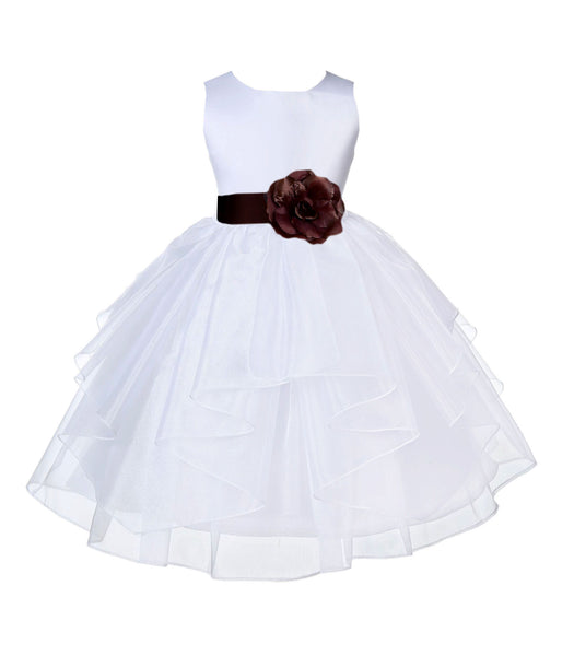 White Shimmering Organza Flower Girl Dress Wedding Junior Bridesmaid Pageant Special Events 4613S(2)