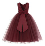 V-Back Satin Flower Girl Dress Elegant Pretty Princess Gown Ceremonial Dresses for Toddlers 219T(2)