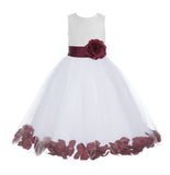 Ivory Floral Lace Heart Cutout Rose Petals Flower Girl Dress Junior Bridesmaid Special Event 185T(4)