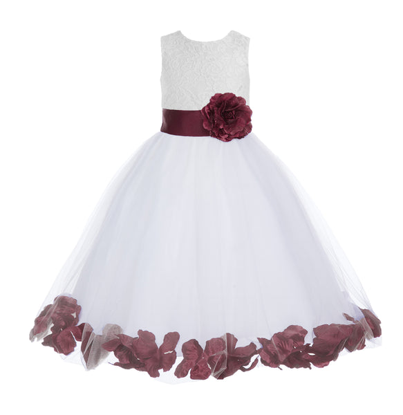 Ivory Floral Lace Heart Cutout Rose Petals Flower Girl Dress Junior Bridesmaid Special Event 185T(4)